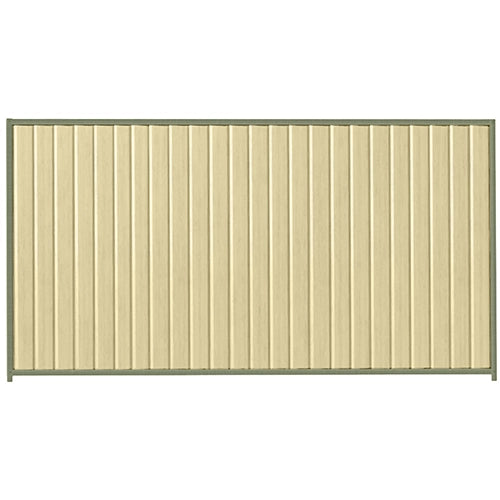 PermaSteel Colorbond Fence Kit in the size of 3.1m x 2.1m with Primrose Infill and Mist Green Frame | Available at Australian Landscape Supplies