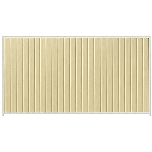 PermaSteel Colorbond Fence Kit in the size of 3.1m x 2.1m with Primrose Infill and Off White Frame | Available at Australian Landscape Supplies