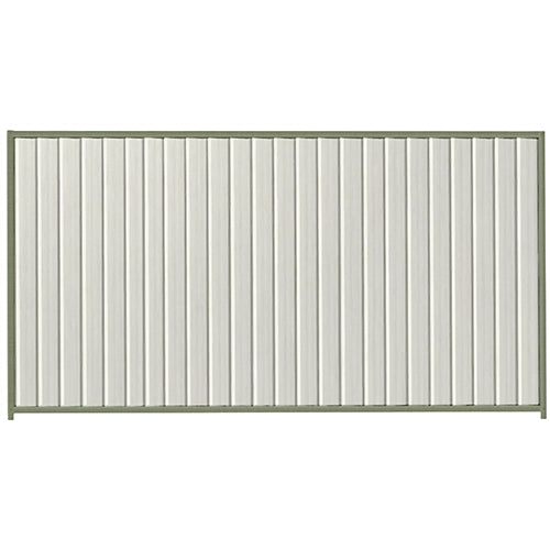 PermaSteel Colorbond Fence Kit in the size of 3.1m x 2.1m with Off White Infill and Mist Green Frame | Available at Australian Landscape Supplies