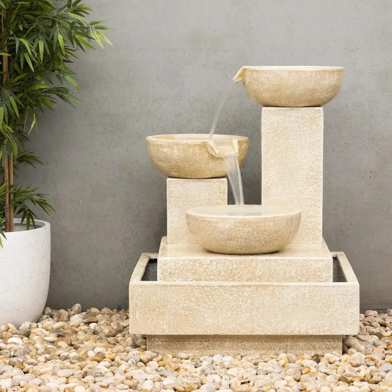 Trio Cascasding Water Fountain - Sandstone - Australian Landscape Supplies