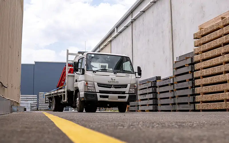 Delivery Crane Truck for Concrete Sleepers Available from Australian Landscape Supplies