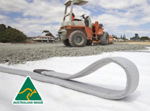 Geofabrics subsoil drainage megaflo agi pipe drainage system with machinery in background