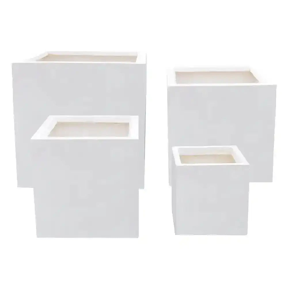 Asher Cube Planter - White - Australian Landscape Supplies