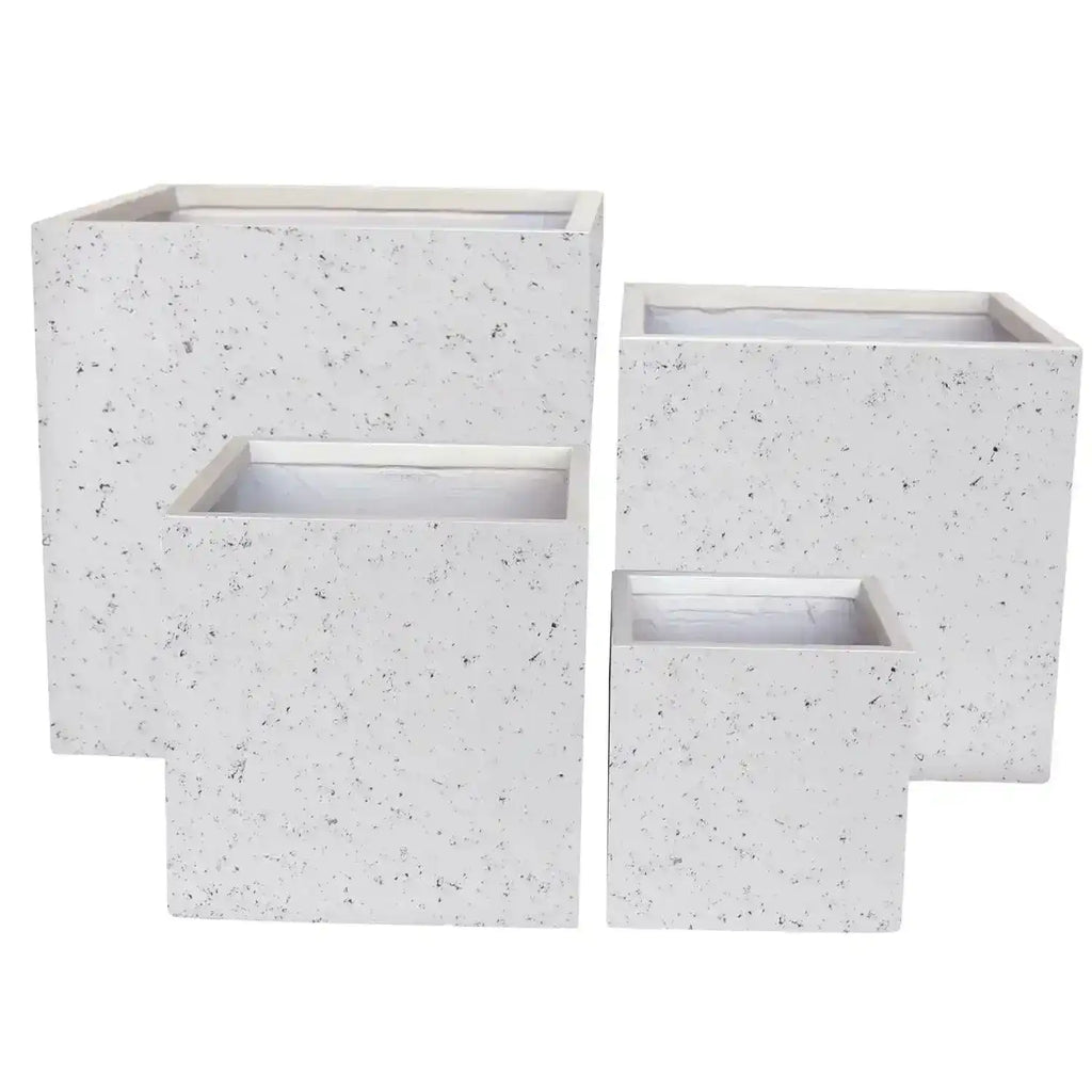 Asher Cube Planter - White Terrazzo - Australian Landscape Supplies