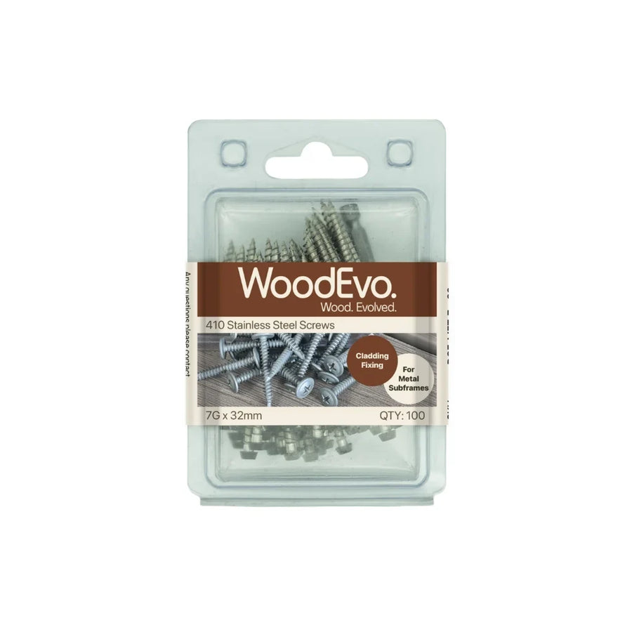 WoodEvo Cladding Fixing Screws 7g x 32mm - 100 Pack