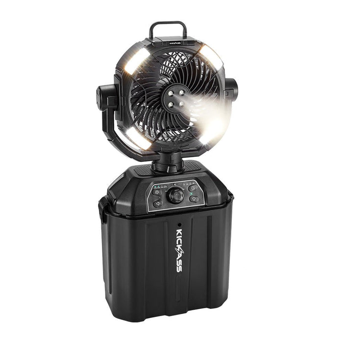 KickAss Portable 20,000mAh Misting Fan with LED & Power Bank for Camping