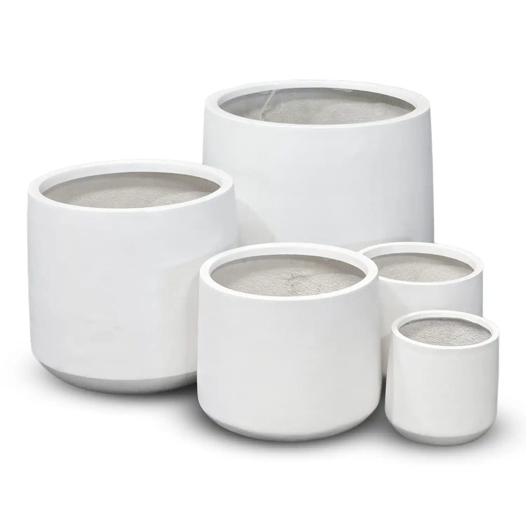 Modstone Cylinder Pot - Pure White - Australian Landscape Supplies