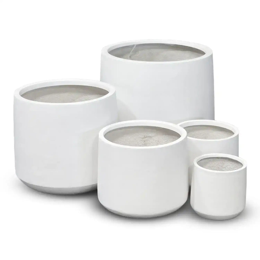 Modstone Cylinder Pot - Pure White - Australian Landscape Supplies
