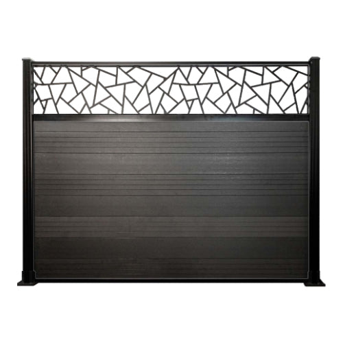 Carved Fence Bay Kit Charcoal Panels with Black Frame - FITTA | Fencing | Australian Landscape Supplies