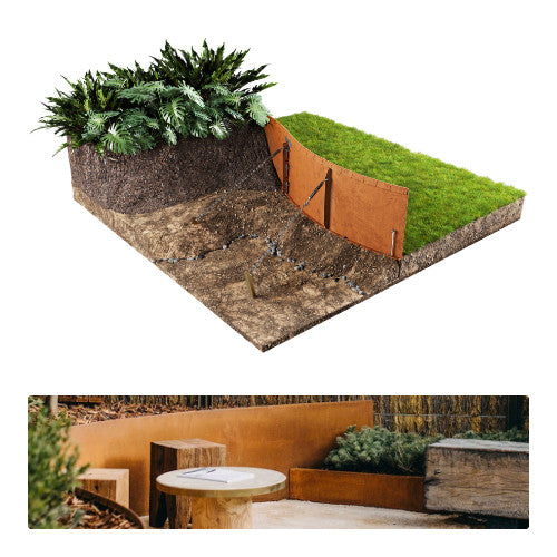Flex Raised Garden Bed & Retaining 560mm Weathering Steel - Straightcurve | Garden Edging | Australian Landscape Supplies