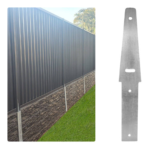 Galvanised Steel Straight Fence Bracket 580mm x 100mm | 3mm - AusLS Steel | Retaining Walls | Australian Landscape Supplies