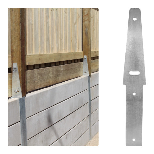 Galvanised Steel Straight Fence Bracket 580mm x 100mm | 6mm - AusLS Steel | Retaining Walls | Australian Landscape Supplies